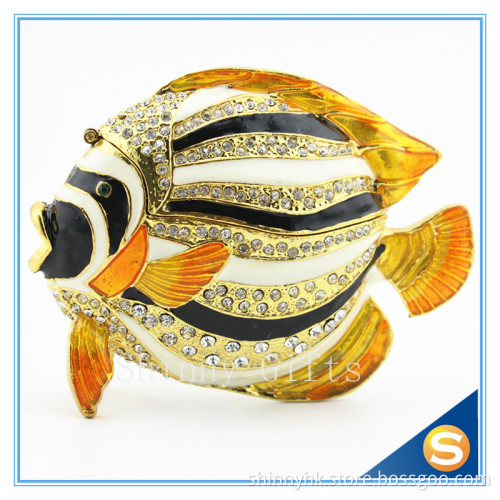 Hot sale golden fish trinket box metal craft